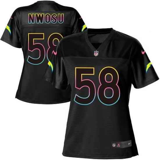 Nike Chargers #58 Uchenna Nwosu Black Womens NFL Fashion Game Jersey